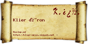 Klier Áron névjegykártya